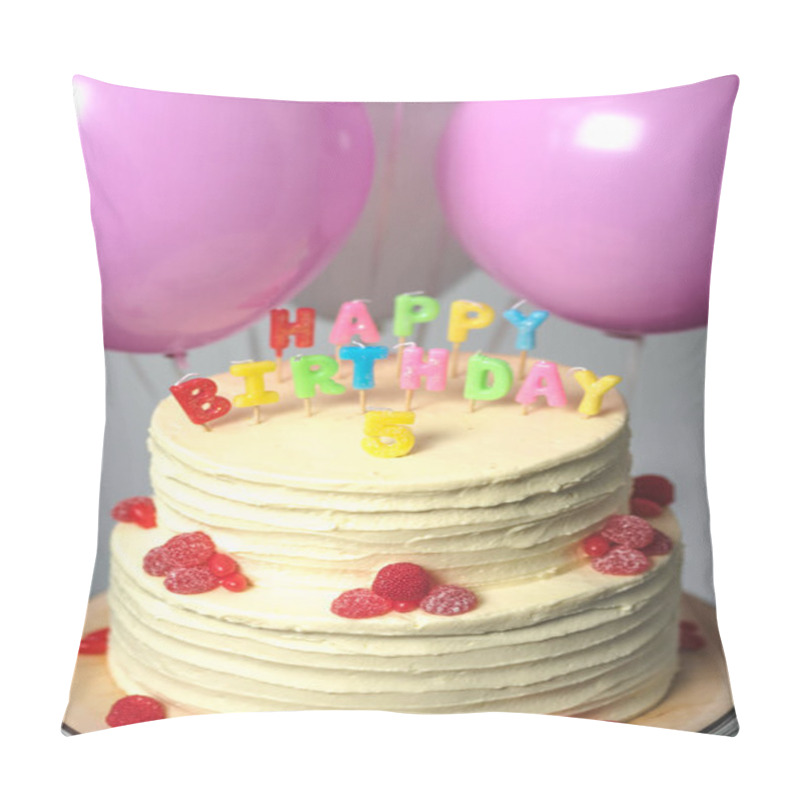 Personality  Birthday Cake With Number Five Pillow Covers