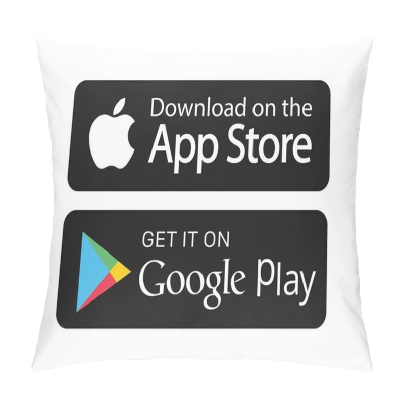 Personality  Kiev, Ukraine - November 6, 2021: Download On The App Store And Get It On Google Play Button Icons Pillow Covers