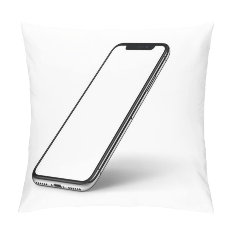 Personality  IPhone X. Perspective Smartphone Mockup With Shadow CW Rotated On White Background Pillow Covers