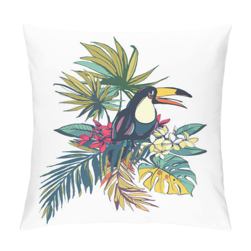 Personality  Tropical Floral Summer Beach Party Card With Palm Beach Leaves,  Pillow Covers