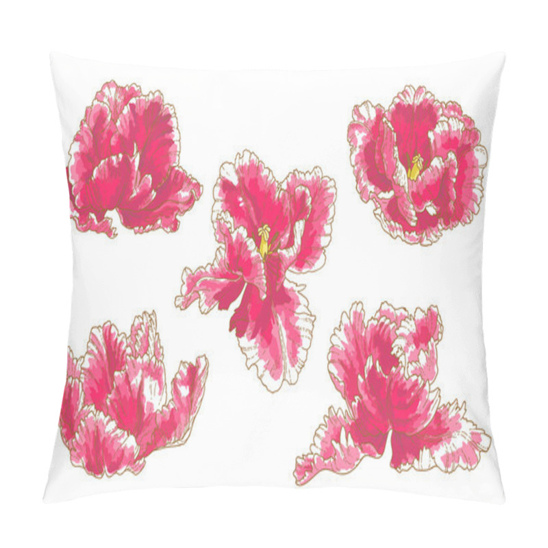 Personality  Set Of 5 Tulip Flowers Pillow Covers