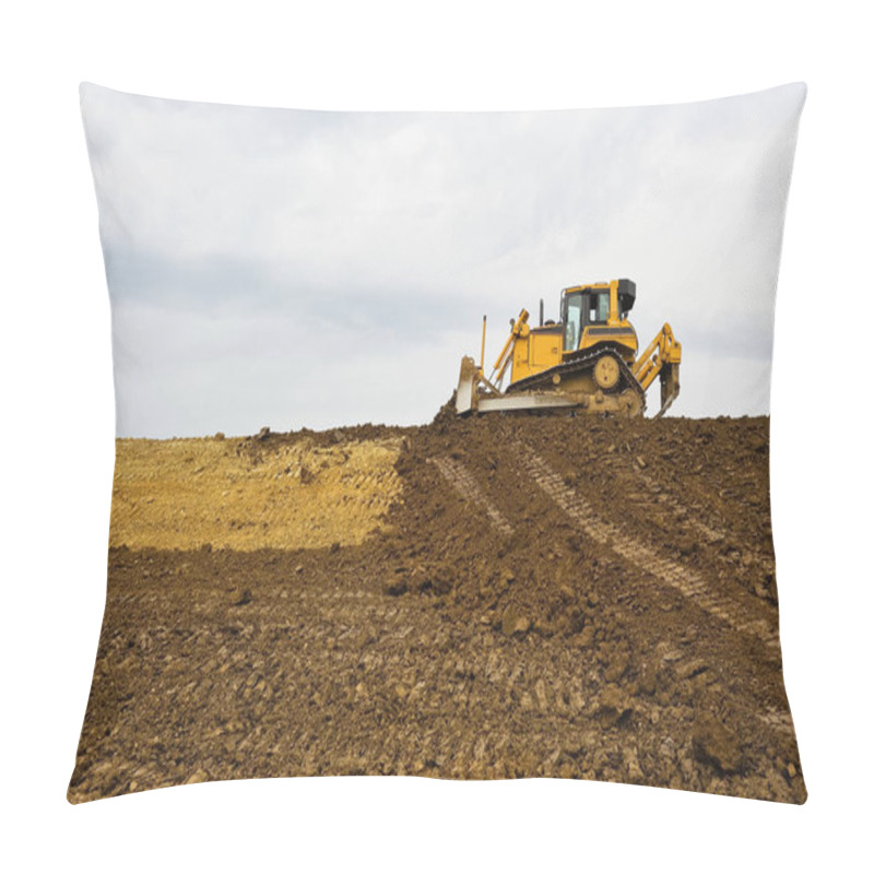 Personality  Bulldozer Is Moving Earth On Construction Site Pillow Covers