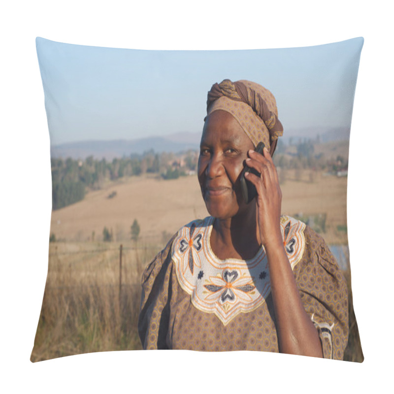 Personality  Traditional African Zulu Woman Speaking On Mobile Phone Pillow Covers