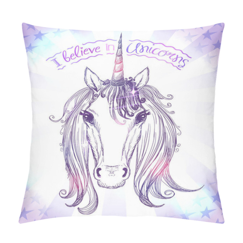 Personality  I Believe In Unicorns, Graphic Vector Illustration, T-shirt Design Concept, Quote Card Pillow Covers