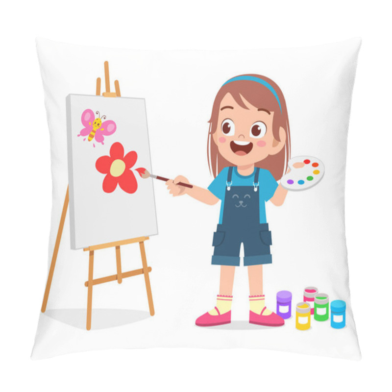 Personality  Happy Cute Little Kid Girl Draw On Canvas Pillow Covers