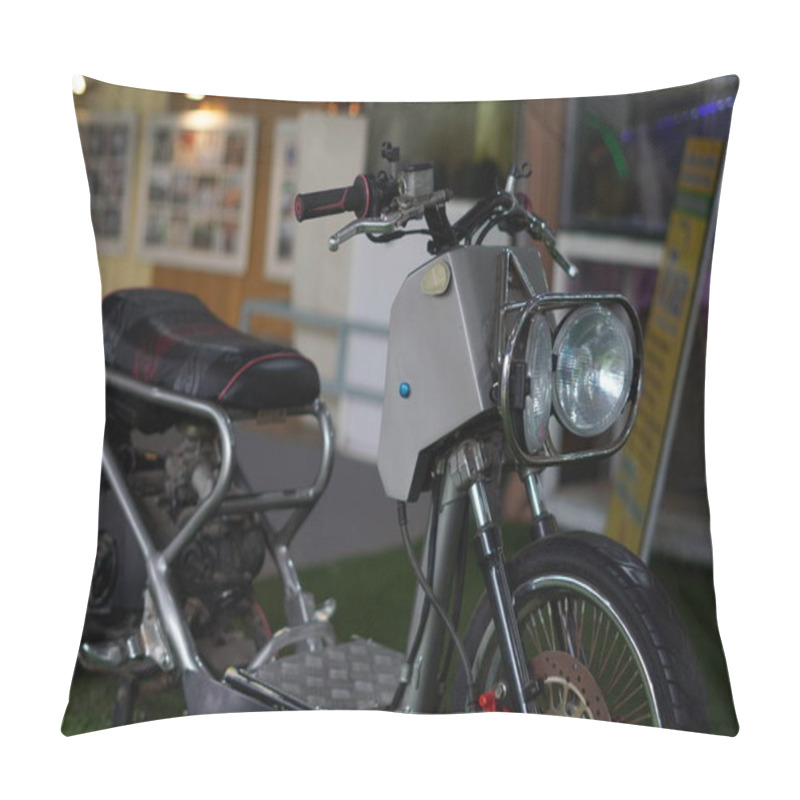 Personality  A Small Gray Antique Motorbike Pillow Covers