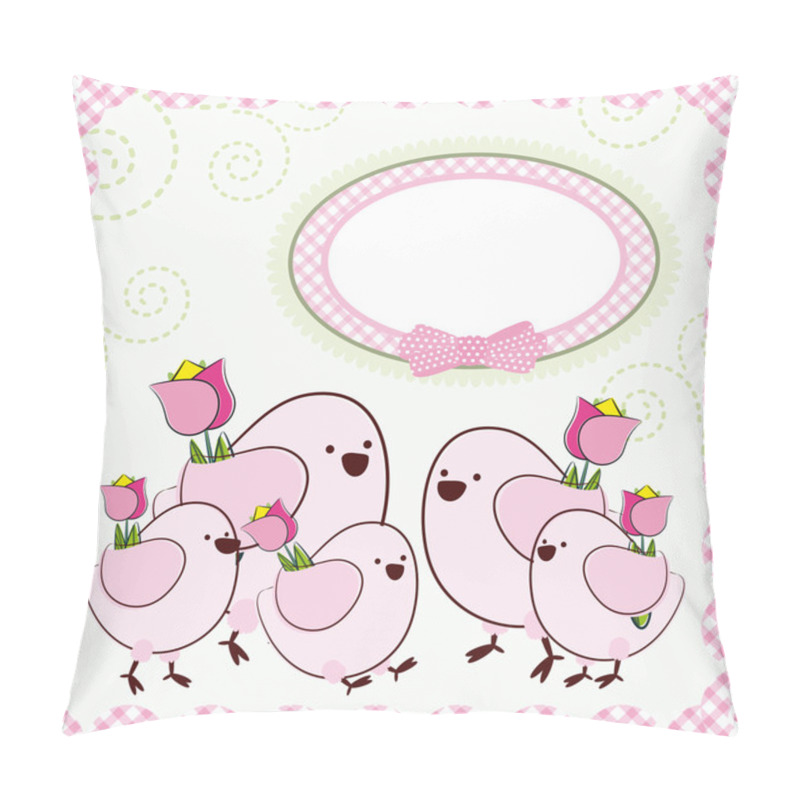 Personality  Background With Cartoon Birds. Pillow Covers