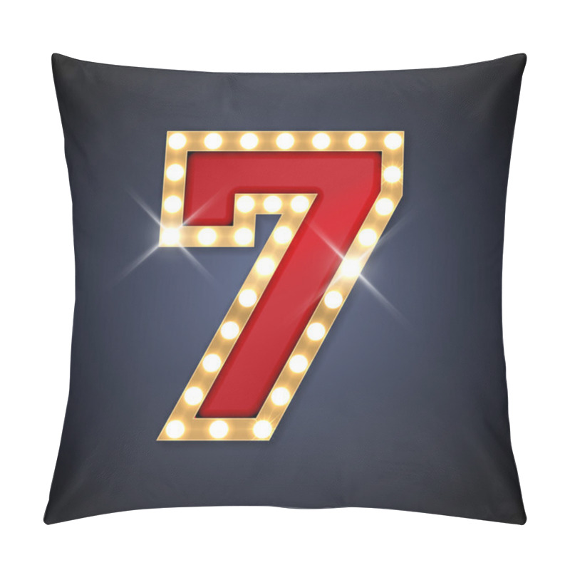 Personality  Vector Illustration Of Realistic Retro Signboard Number 7 Seven Pillow Covers