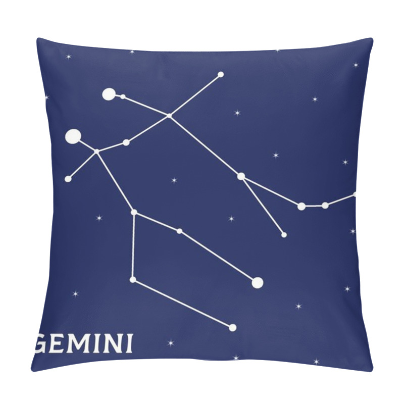 Personality  Gemini Constellation Illustration With Starry Night Sky For Astrological And Celestial Themes Pillow Covers