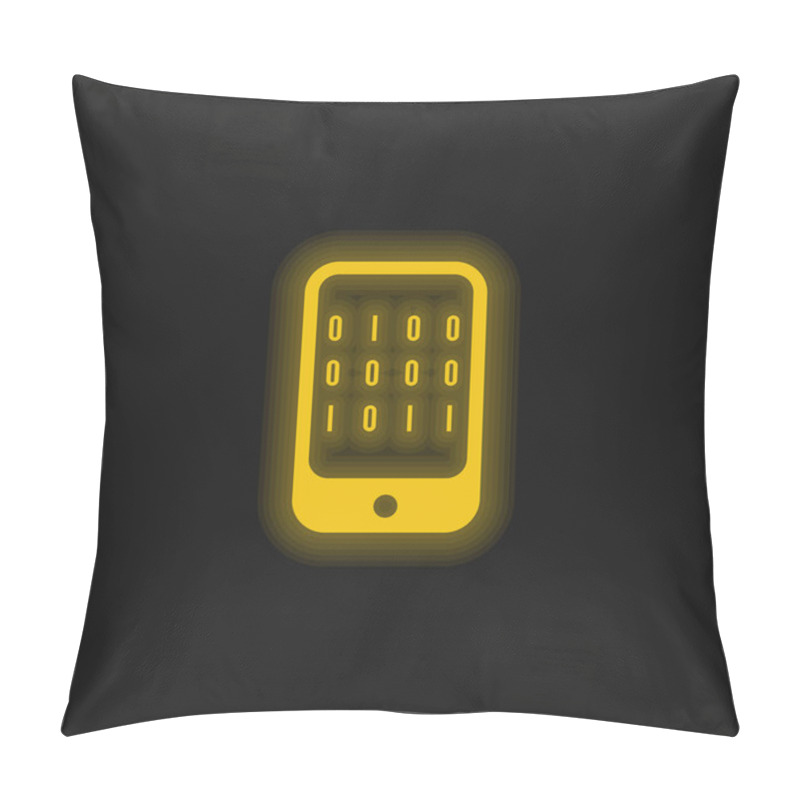 Personality  Binary Data Of A Computer Yellow Glowing Neon Icon Pillow Covers