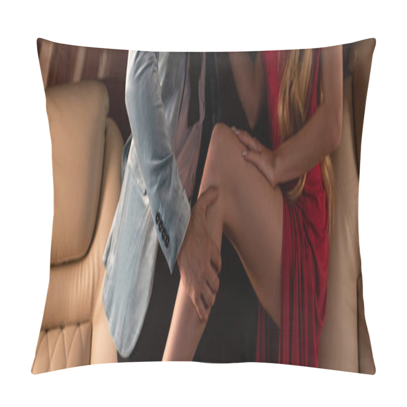 Personality  Cropped View Of Seductive Couple Flirting In Airplane  Pillow Covers