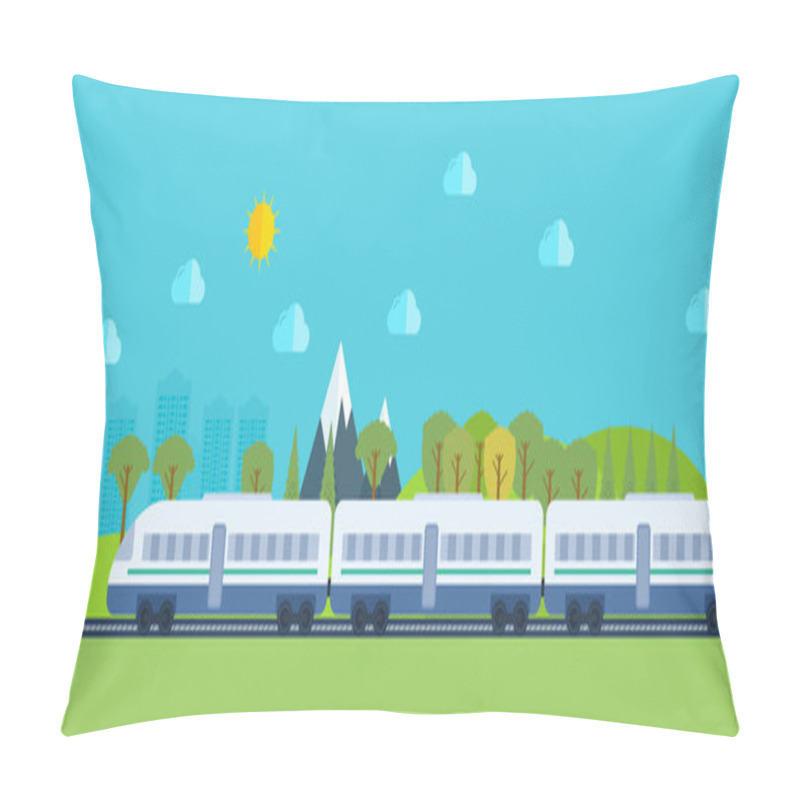 Personality  Train On Railway With Mountains On Background Pillow Covers