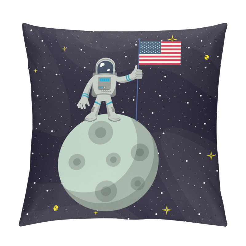 Personality  Astronaut In The Moon Nailing USA Flag Pillow Covers