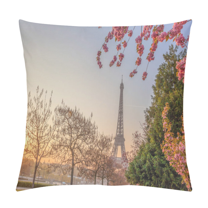 Personality  Eiffel Tower With Spring Trees In Paris, France Pillow Covers