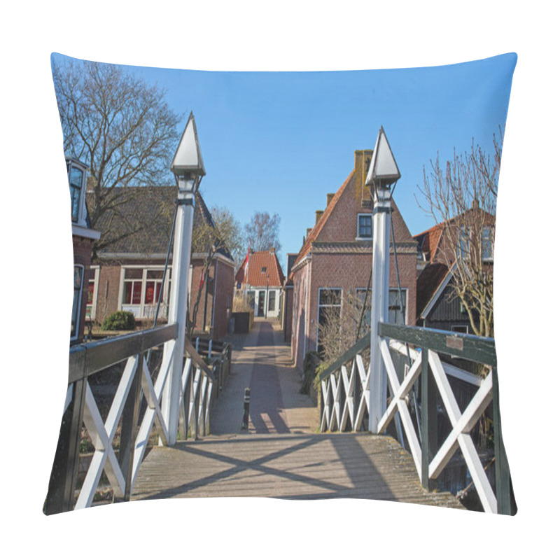 Personality  Medieval Bridge And Houses In The City Hindeloopen In The Netherlands Pillow Covers