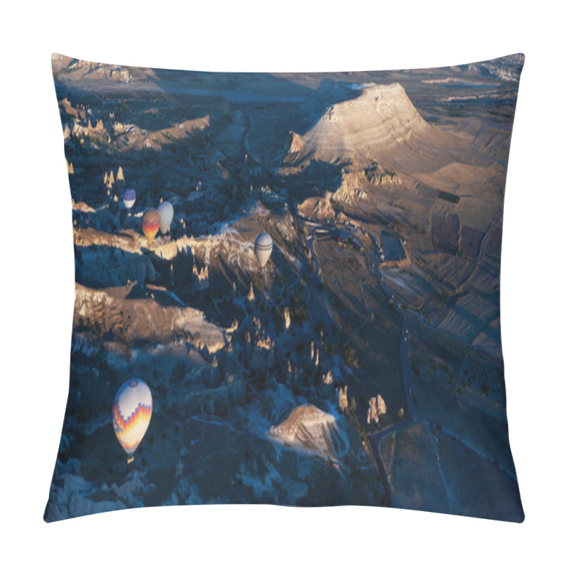 Personality  At Dawn, Hot Air Balloons Float Over A Sprawling Valley Shadowed By Undulating Mountains, Their Colors Vivid Against The Fading Night. Below, Patchwork Fields And Distant Towns. Pillow Covers