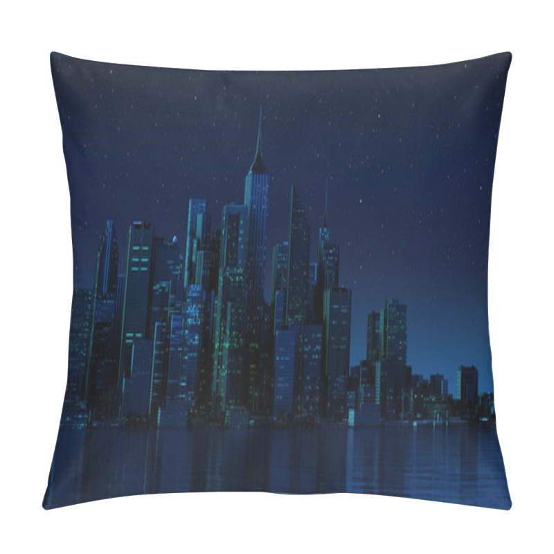 Personality  Cityscape Generic With Modern Buildings And Skyscrapers On Water Pillow Covers