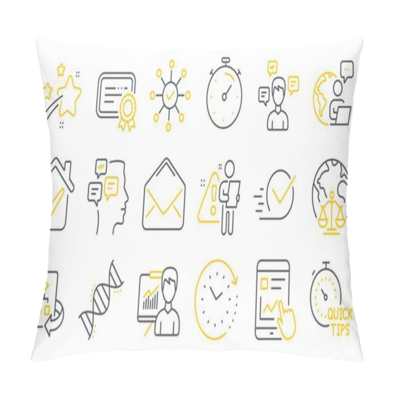 Personality  Set Of Education Icons, Such As Survey Check, Certificate, Quick Tips Symbols. Time Change, Mail, Chemistry Dna Signs. Timer, Messages, Conversation Messages. Internet Report, Checkbox. Vector Pillow Covers