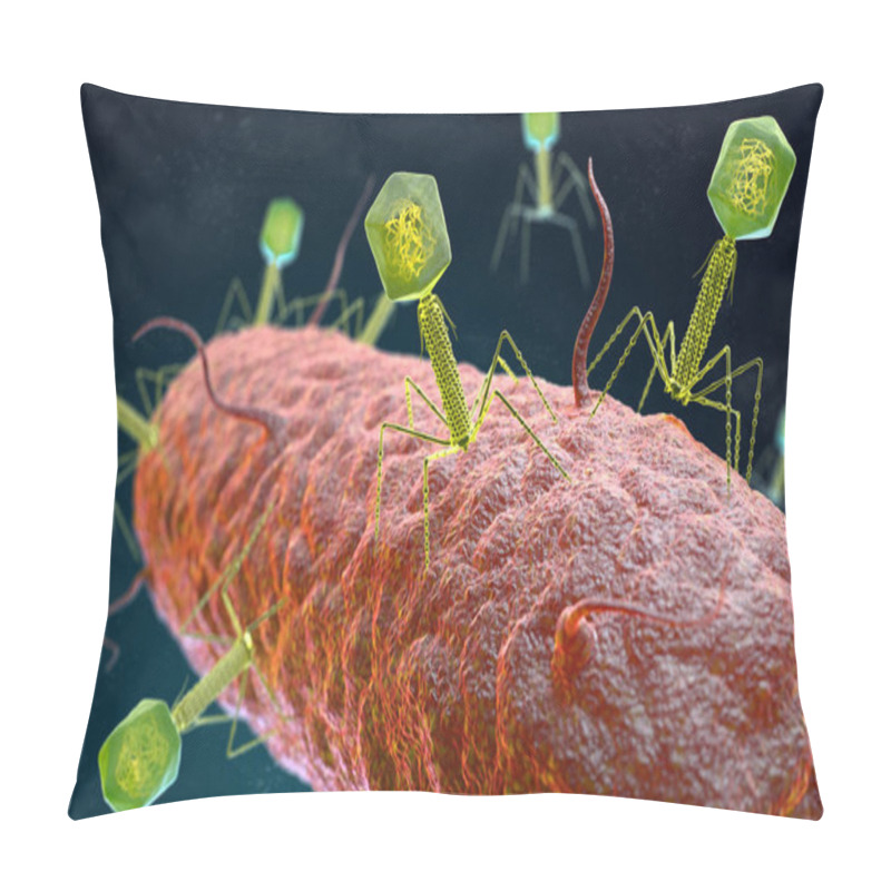 Personality  Bacteriophage Virus Attacking A Bacterium Pillow Covers