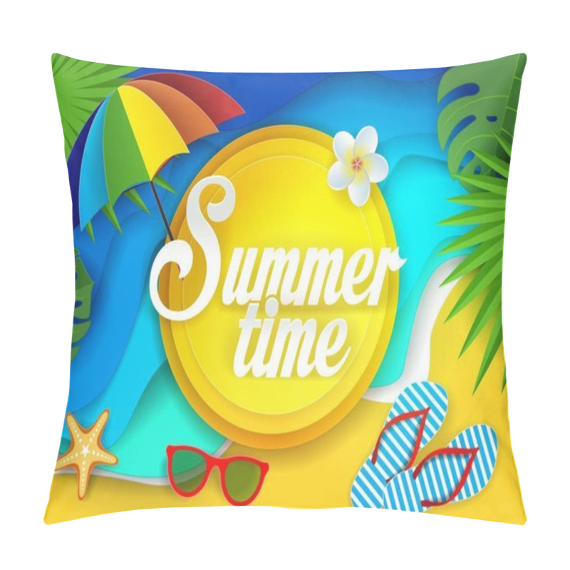 Personality  Summertime Vector Paper Cut Illustration Pillow Covers