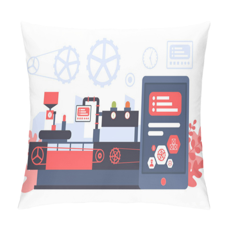 Personality  Industry Factory Concept Conveyor Automatic Production Robotic Assembly Illustration Pillow Covers