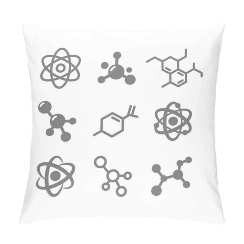 Personality  Atoms And Molecules Bonds And Structure Icon Set. Molecule Cell And Atom Line And Glyph, Editable Stroke Icons. Pillow Covers