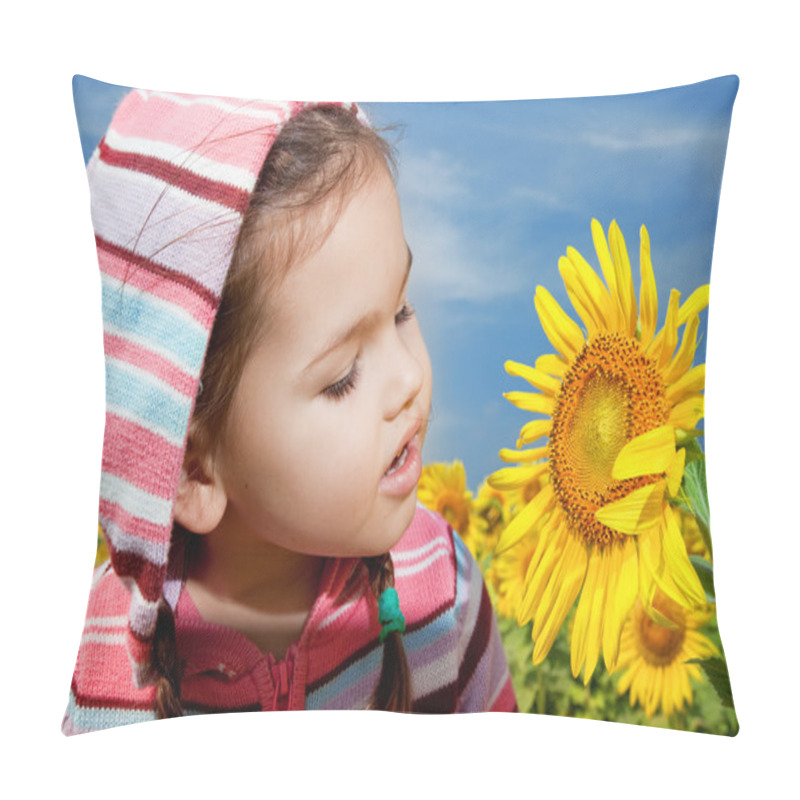 Personality  Asian Girl Walks In A Field Of Sunflowers  Pillow Covers