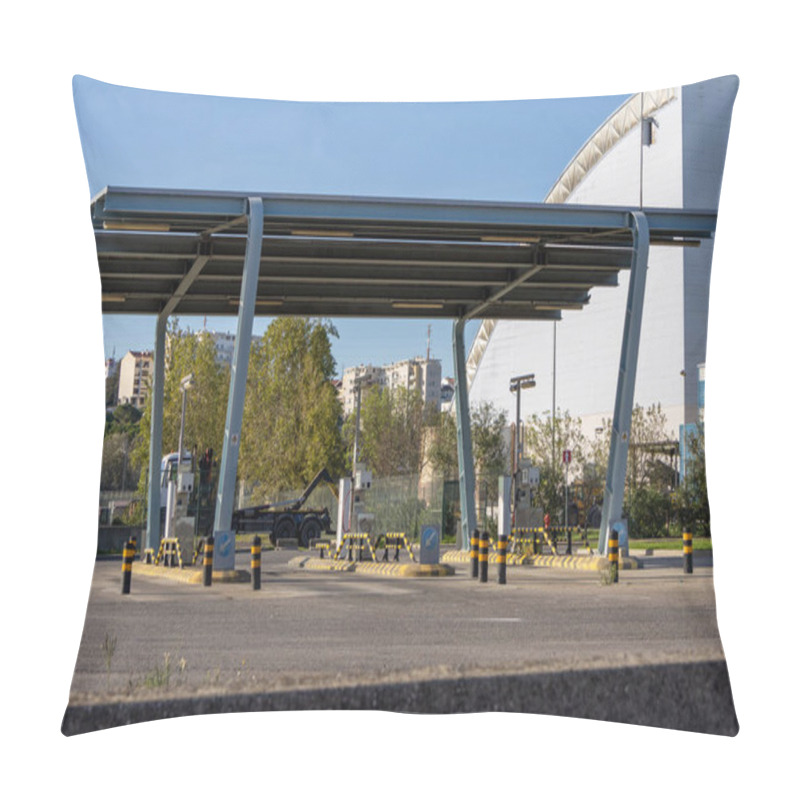 Personality  Natural Gas Station Providing Sustainable Fuel At Valorsul, A Waste Management Company In Portugal, Promoting Clean Energy Solutions For Transportation Pillow Covers