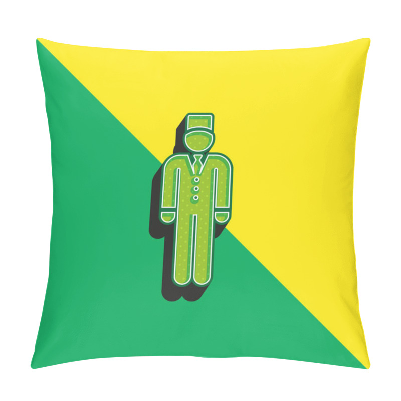 Personality  Bell Boy Green And Yellow Modern 3d Vector Icon Logo Pillow Covers