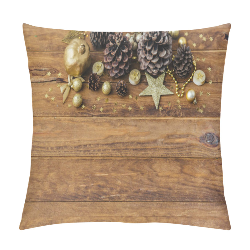 Personality  Christmas  Frame On Wooden Background Pillow Covers