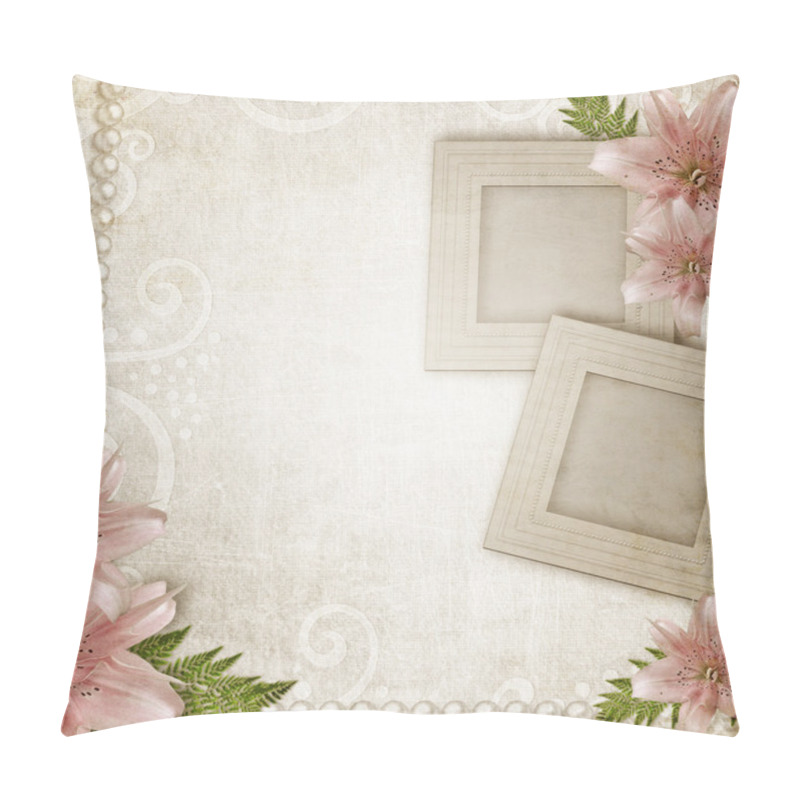 Personality  Paper Grunge Background With Pink Lily Pillow Covers