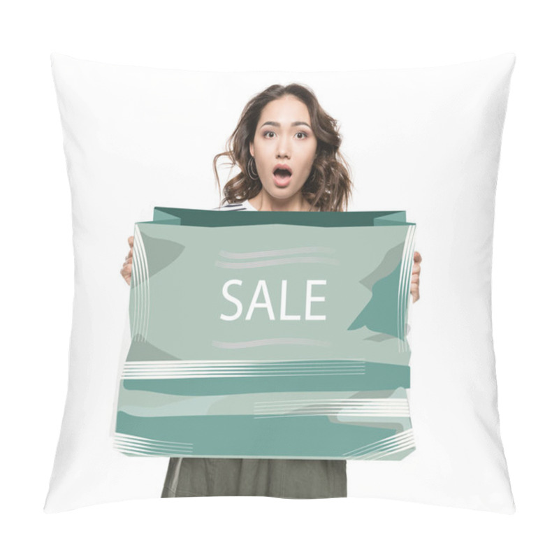 Personality  Woman With Sale Banner Pillow Covers