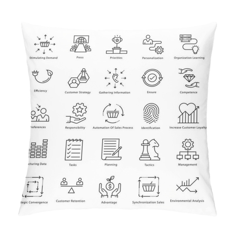 Personality  Business Management And Growth Vector Line Icons 30 Pillow Covers