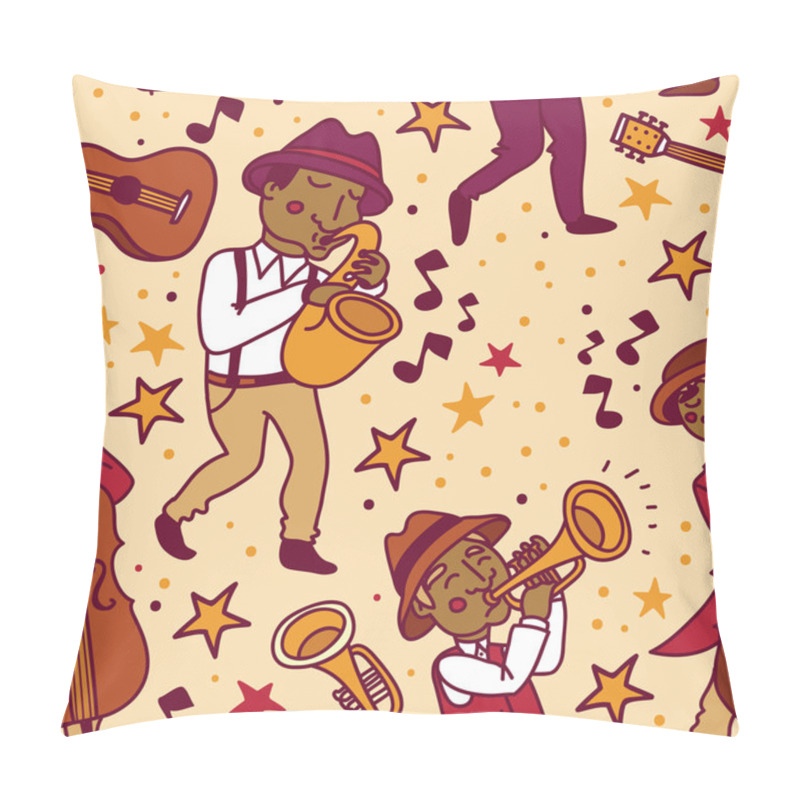 Personality  Seamless Pattern With Cute Doodle Musicians In 1920's Style Pillow Covers