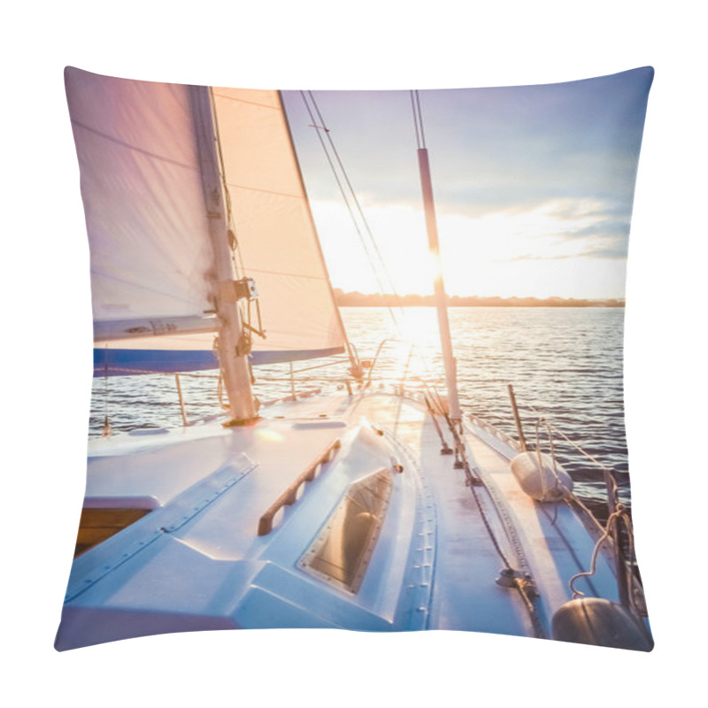 Personality  Yacht On The Water At Sunset, Dawn Pillow Covers