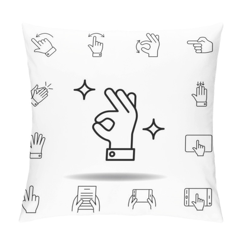 Personality  Good, Perfect Gesture Outline Icon. Set Of Hand Gesturies Illustration. Signs And Symbols Can Be Used For Web, Logo, Mobile App, UI, UX Pillow Covers