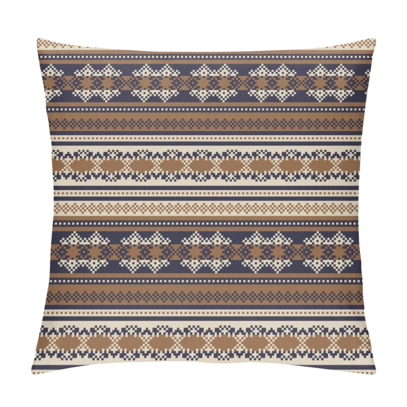 Personality  Brown Christmas Fair Isle Pattern Background For Fashion Textiles, Knitwear And Graphics Pillow Covers