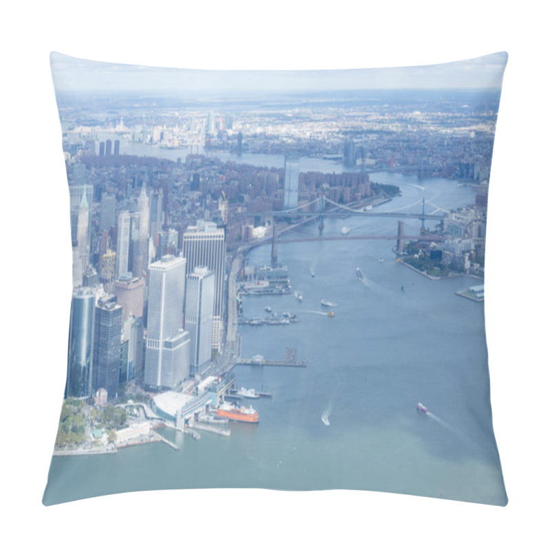 Personality  Aerial View Of Manhattan And Brooklyn Bridge In New York, Usa Pillow Covers