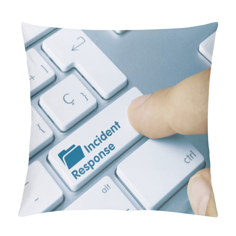 Personality  Incident Response Written On Blue Key Of Metallic Keyboard. Finger Pressing Key Pillow Covers