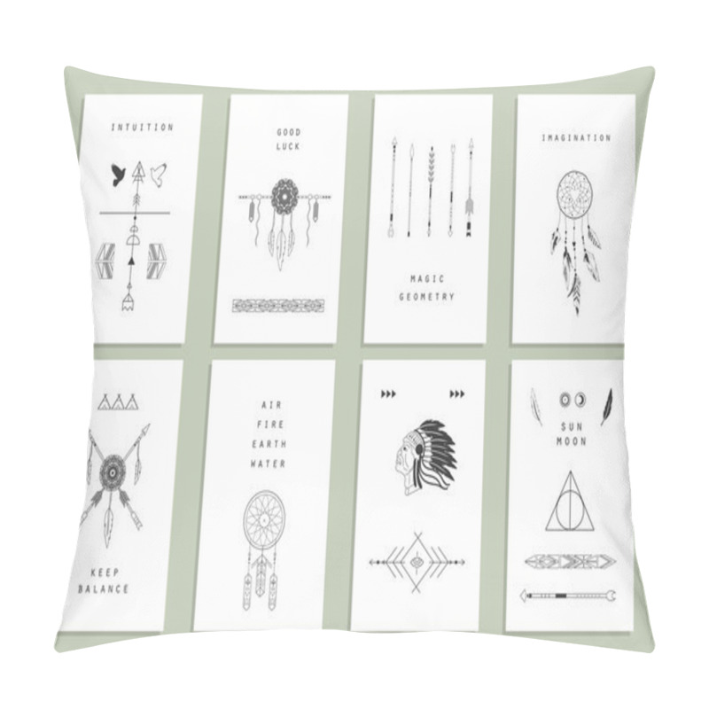 Personality  Ethnic Cards. Arrows, Indian Elements, Aztec Borders Pillow Covers