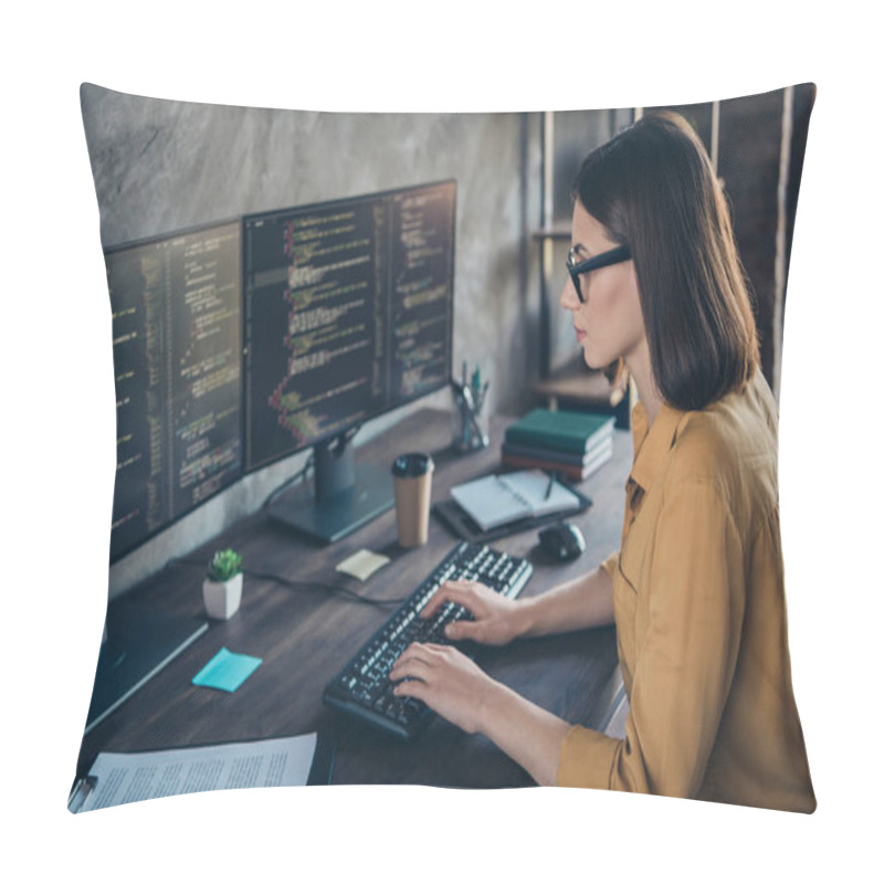 Personality  Profile Photo Of Intelligent Hardware Expert Keyboard Writing Improving Service Office Indoors Pillow Covers