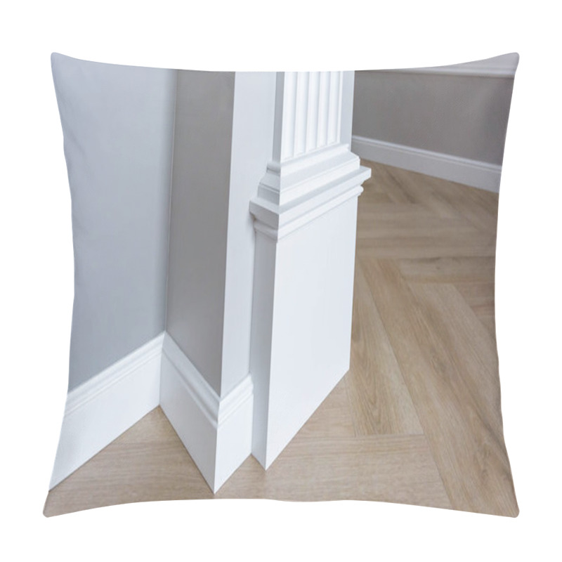 Personality  Detail Of Corner Flooring With Intricate Crown Molding.  Pillow Covers