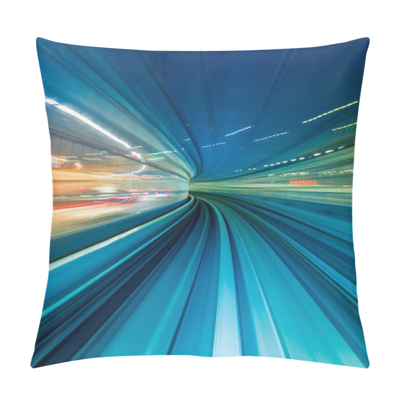 Personality  POV Train Motion Blurred Concept From The Yuikamome Monorail In Tokyo, Japan Pillow Covers