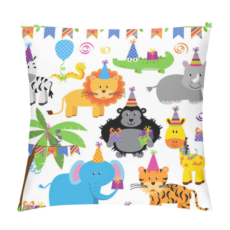 Personality  Vector Collection Of Birthday Party Themed Jungle, Zoo Or Safari Animals Pillow Covers