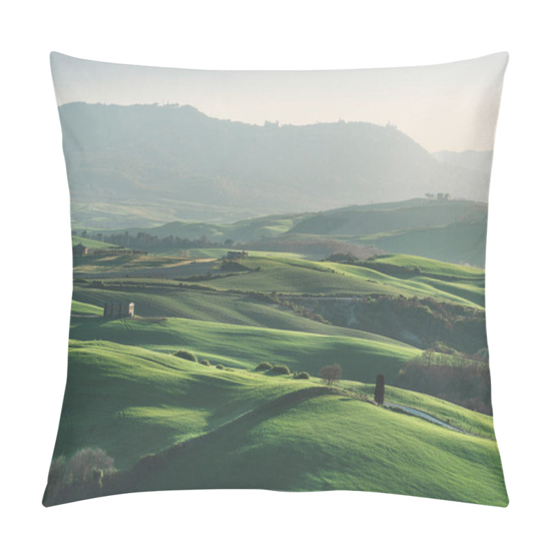 Personality  Spring In Tuscany, Rolling Hills And Wheat Fields In Late Afternoon. Landscape In Pienza, Val D'Orcia, Italy Pillow Covers