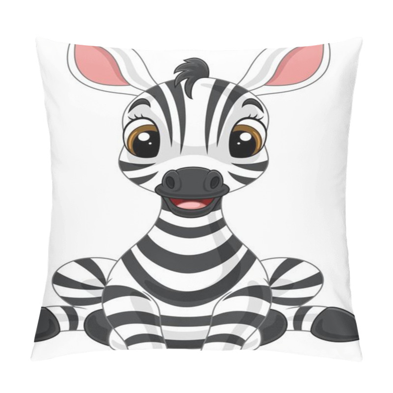 Personality  Vector Illustration Of Cartoon Cute Baby Zebra Sitting Pillow Covers