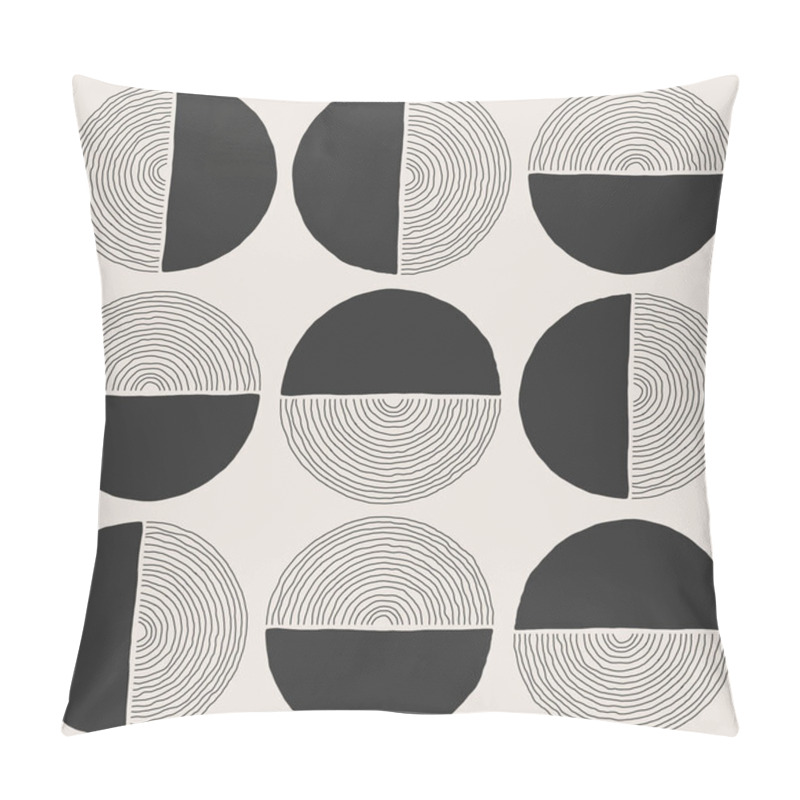 Personality  Trendy Minimalist Seamless Pattern With Abstract Creative Hand Drawn Composition Pillow Covers