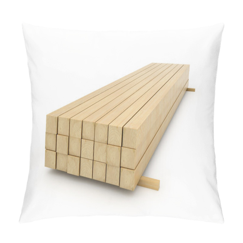 Personality  Wooden Beams For The Building On A White Background. 3D Illustra Pillow Covers