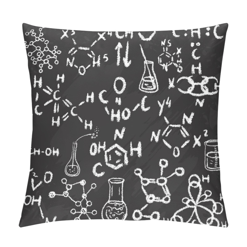 Personality  Hand Drawn Science Laboratory Icons Sketch. Chalk On A Blackboard. Vector Illustration.Back To School. Science Lab Objects Doodle Style Sketch, Laboratory Equipment. Pillow Covers