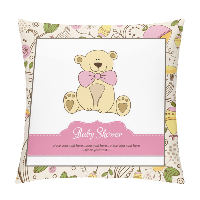 Personality  Baby Shower Invitationb With Teddy Bear Pillow Covers